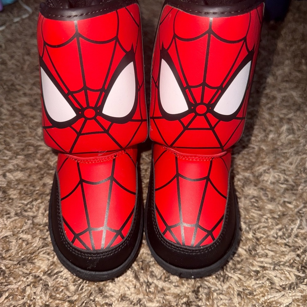 Spider-Themed Red and Black Kids Costume Boots